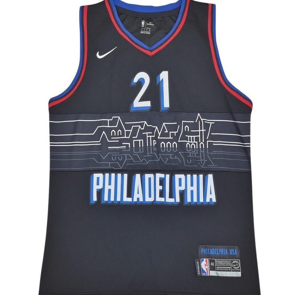 Nike Joel Embiid 76ers Jersey Mens M Black Good City Edition Boathouse Row